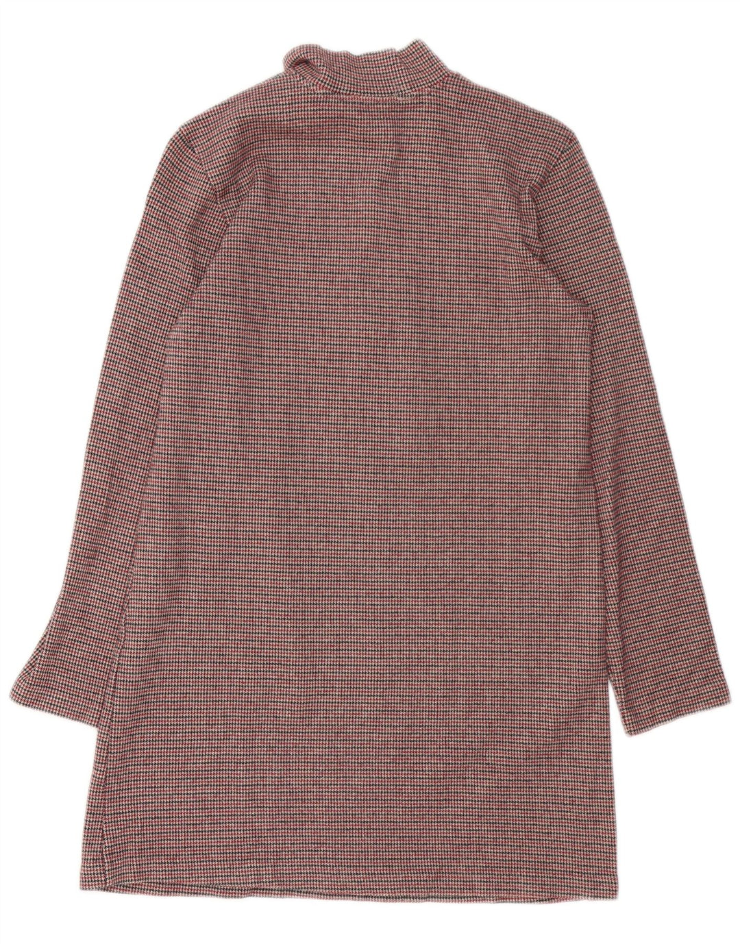 Zara Dame Langærmet Skift Kjole UK 12 Medium Brown Houndstooth