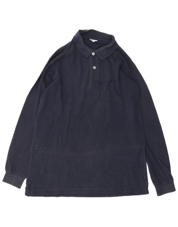 Sergio Tacchini Langærmet herre poloshirt Medium marineblå bomuld