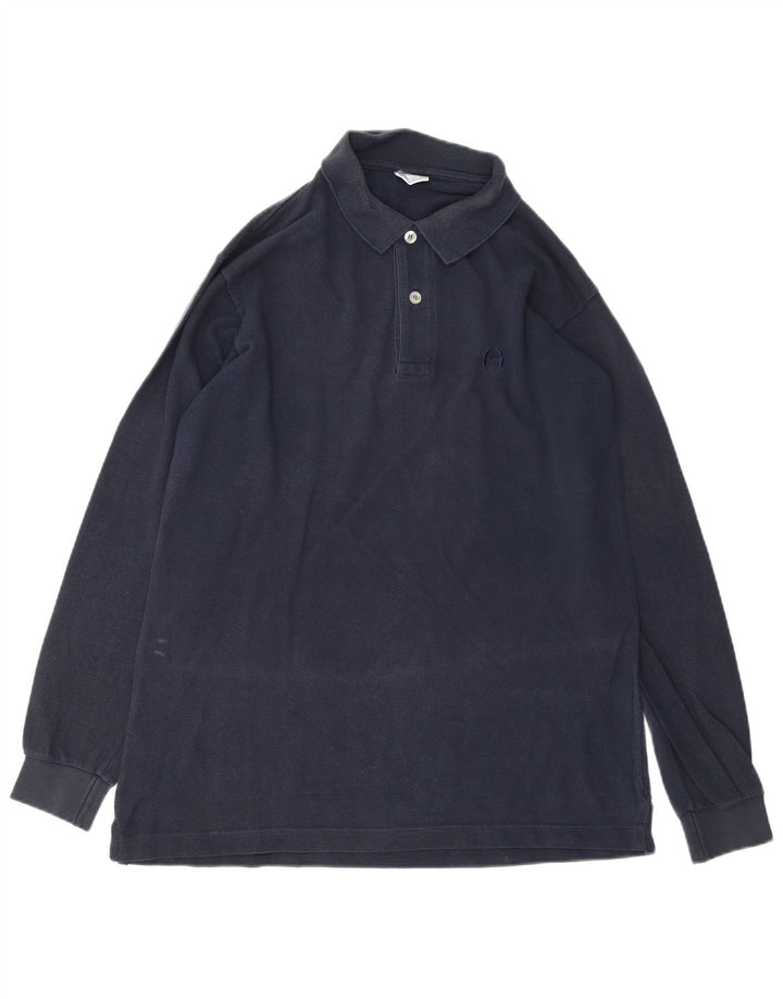 Sergio Tacchini Langærmet herre poloshirt Medium marineblå bomuld
