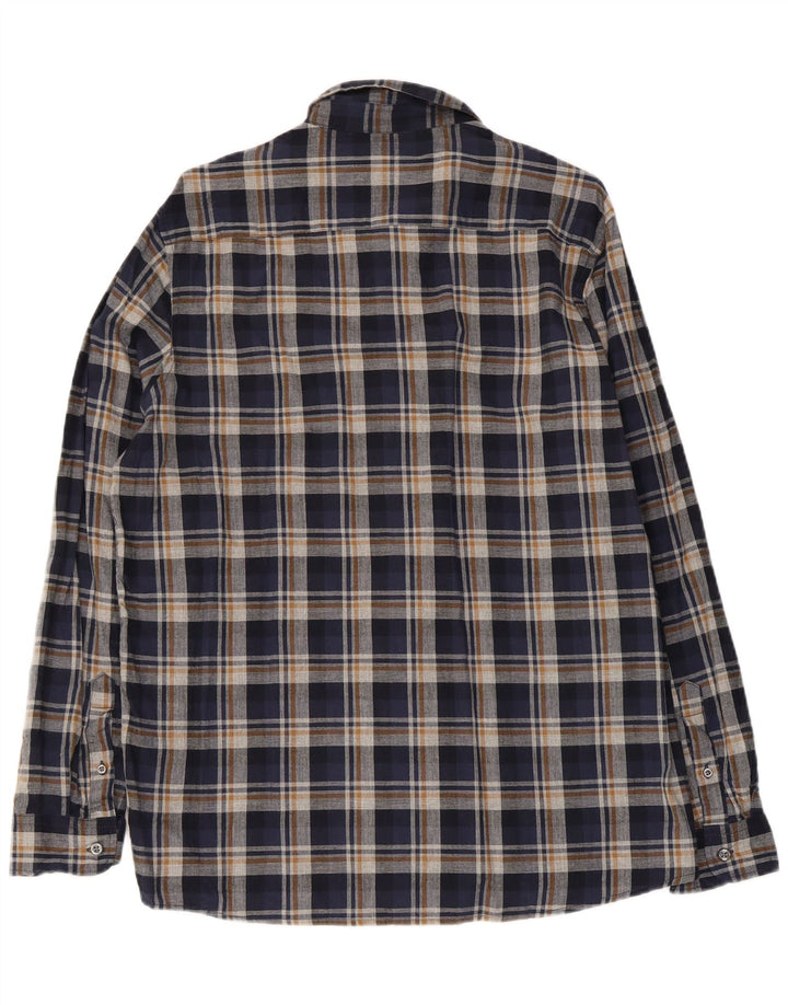 French Connection Herre Classic Fit Flannel Shirt Large Navy Blue Check