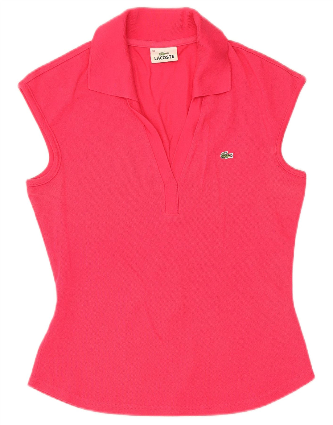 Lacoste Dame ærmeløs polo shirt størrelse 38 Medium Pink Bomuld