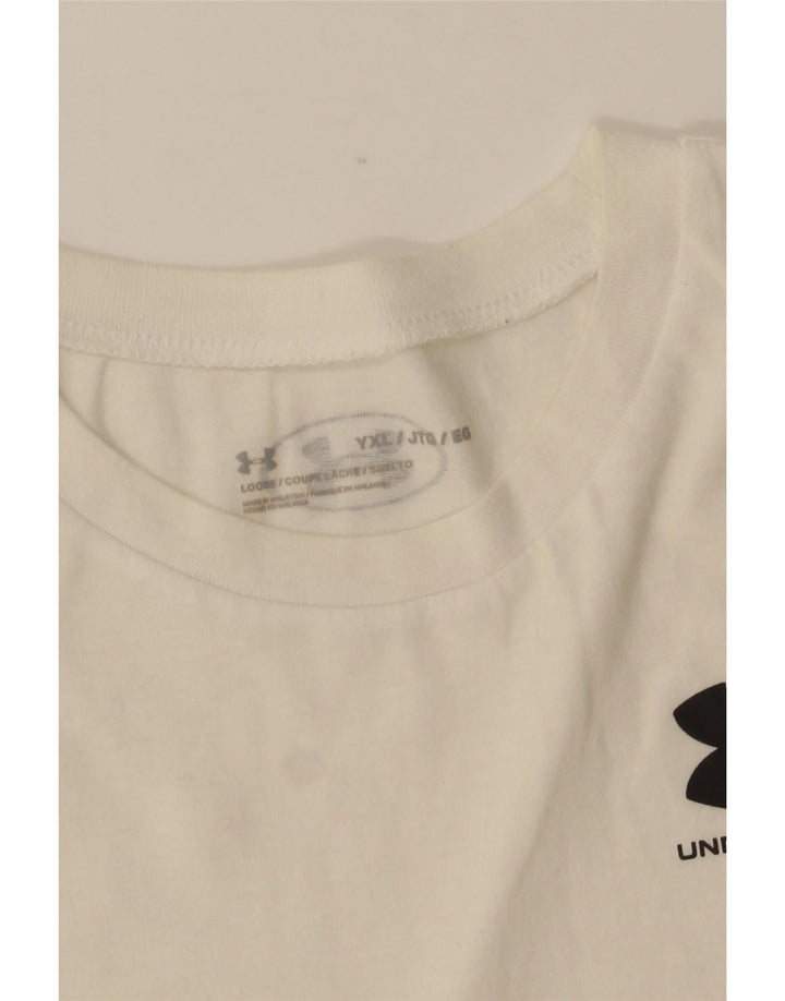 UNDER ARMOUR Drenge T-Shirt Top 13-14 år XL Hvid