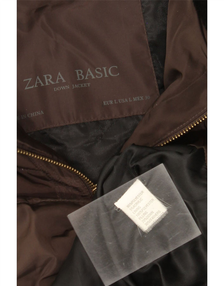 Zara hættejakke til kvinder UK 14 Stor brun polyester