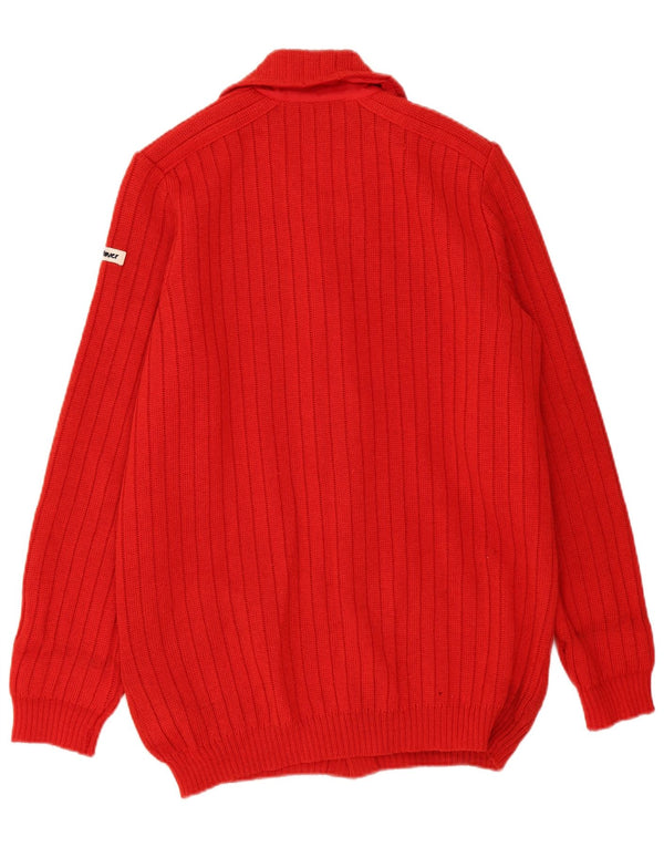 Vintage herre cardigan sweater UK 46 XL rød uld