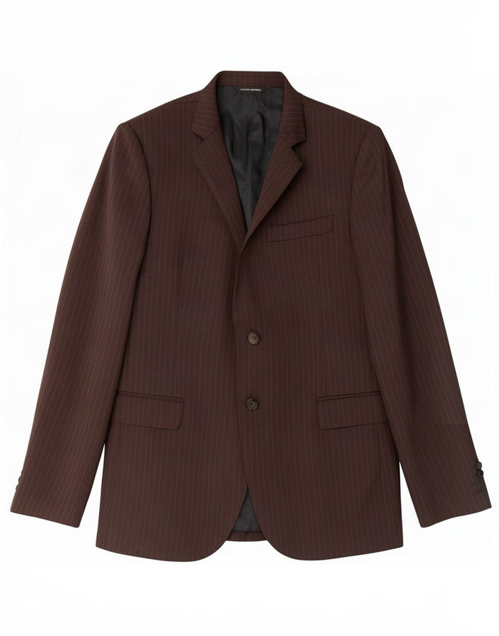 Costume National Herre 2 Button Blazer Jacket IT 48 Medium Brown Pinstripe