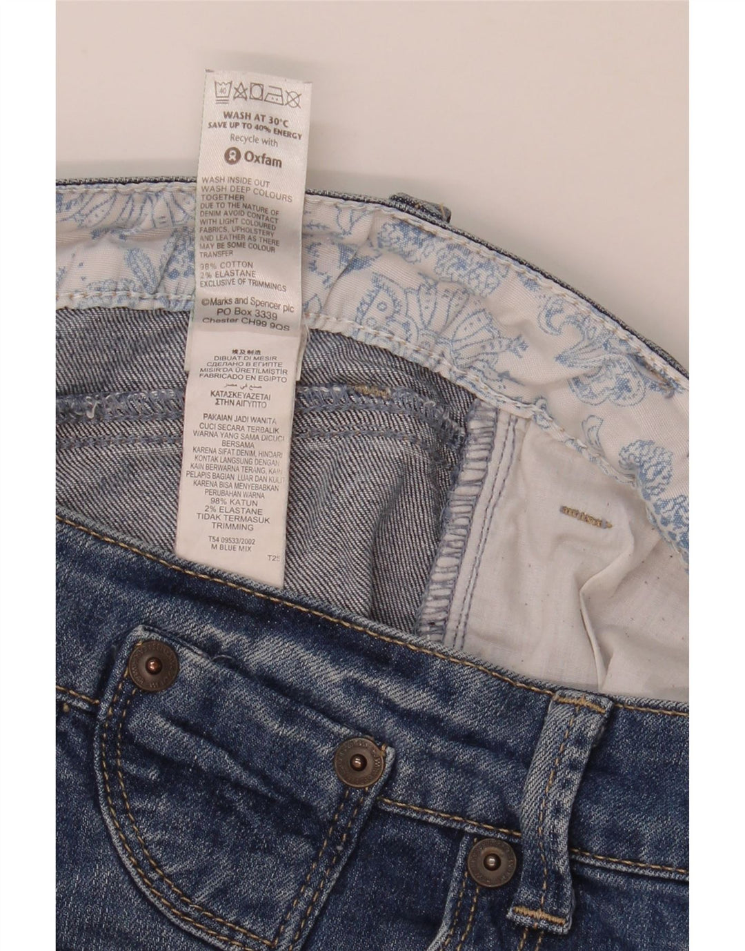 Marks & Spencer Herre Denim Shorts UK 12 Medium W32 Blue Cotton