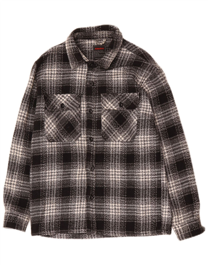 Vintage overshirt til mænd Flanelskjorte medium sort ternet bomuld