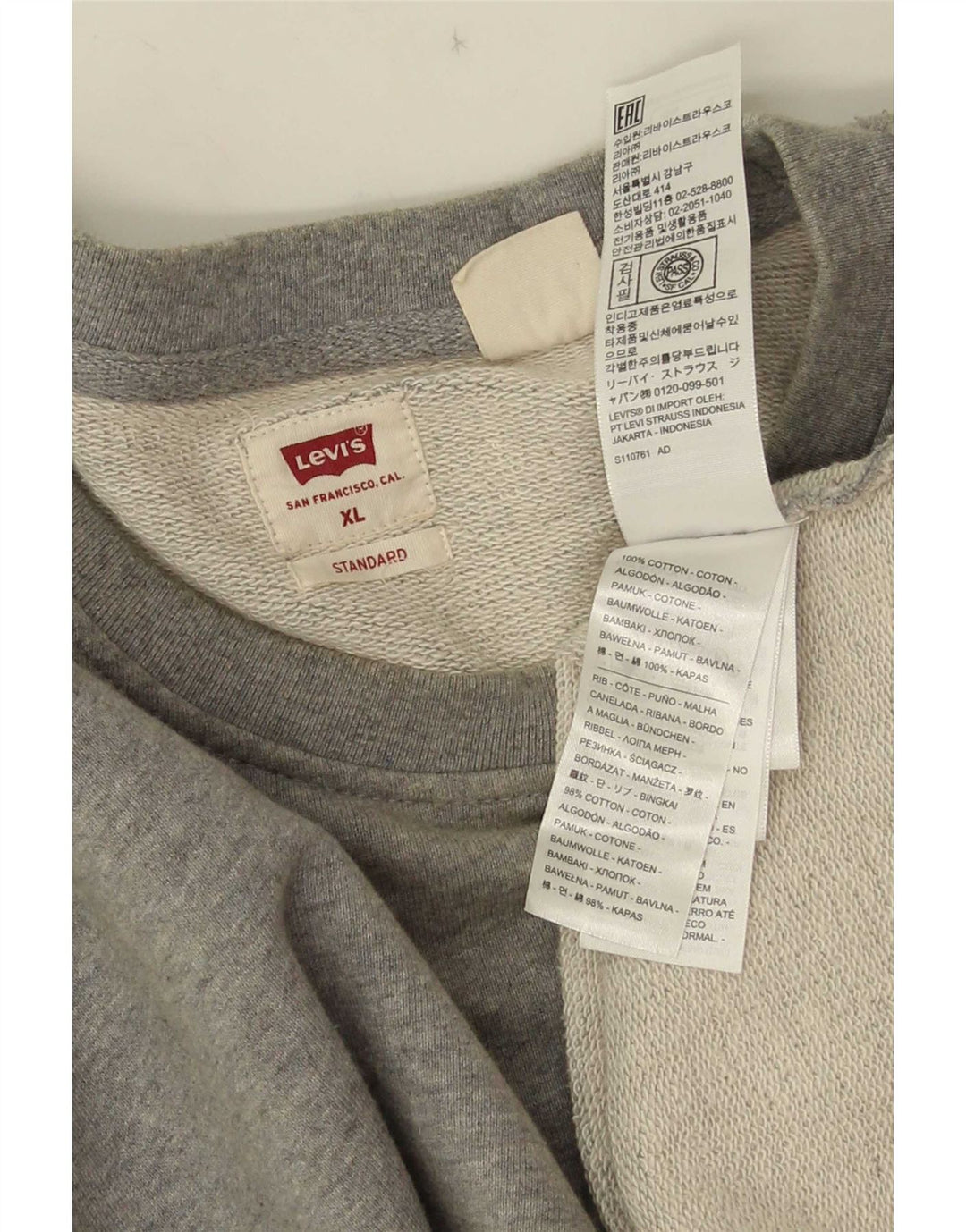 Levi's Herre Standard Sweatshirt Jumper XL Grå Bomuld
