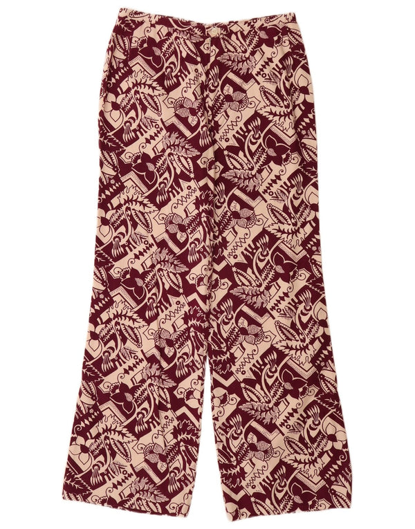 Michelle Womens Casual Trousers IT 46 Large W28 L29 Burgundy Floral