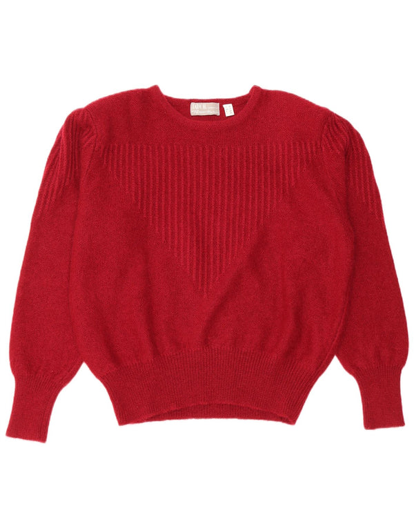 Peter Hahn Womens Crew Neck Jumper Sweater UK 16 Large Red Mohair