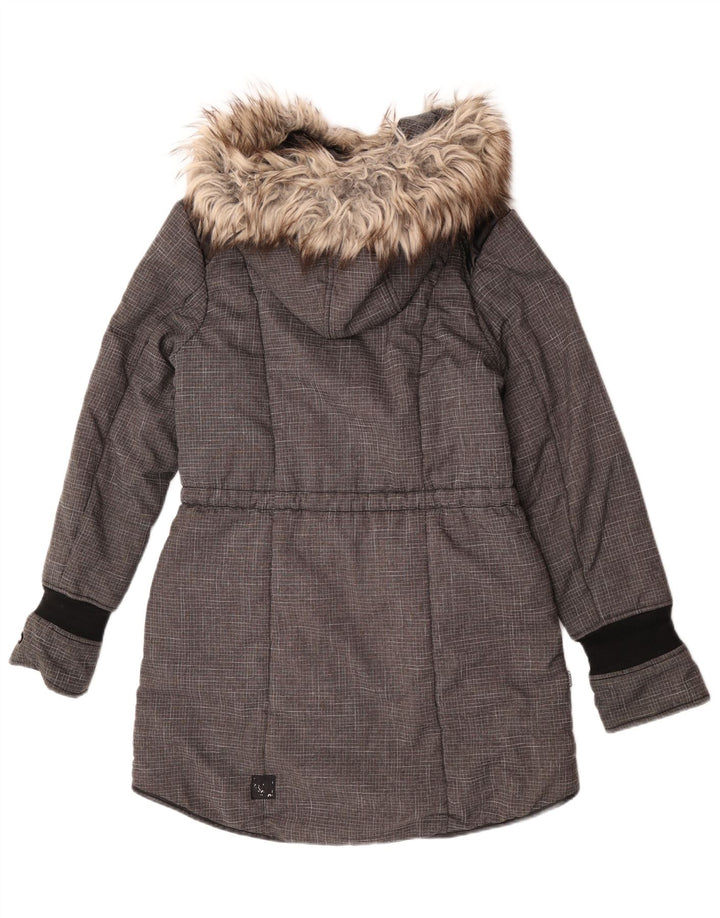 KHUJO Parkajakke med hætte til kvinder UK 14 Medium Grey Colourblock Polyester