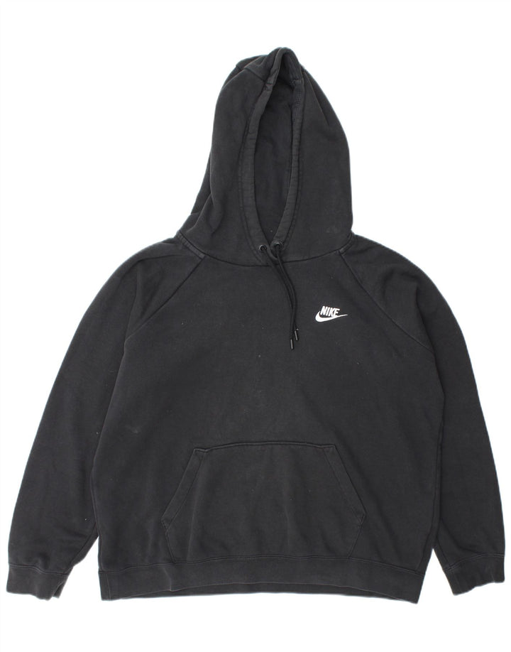 Nike Dame Oversized Hoodie Jumper UK 16 Large Grå Bomuld
