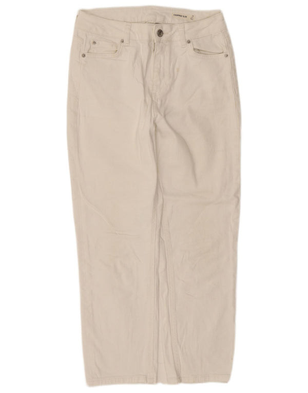 Marks & Spencer Dame Slim Cropped Jeans UK 10 Small W28 L24 White Bomuld