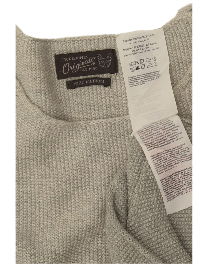 Jack & Jones Herre sweater med rund hals, mellemgrå bomuld