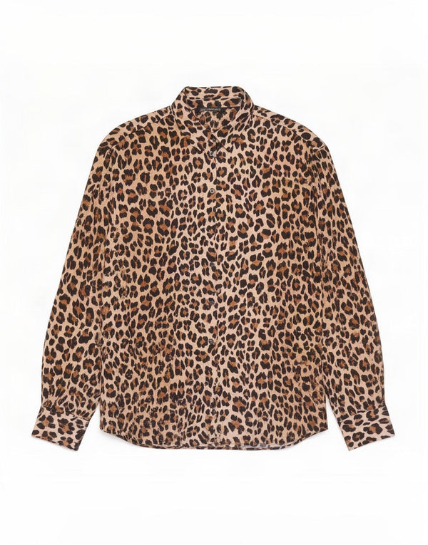 Zara skjortebluse til kvinder UK 18 XL Brown Animal Print
