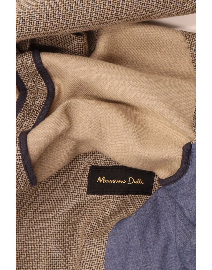 Massimo Dutti Herre Strik 2 Knaps Blazer Jakke EU 52 Stor Beige Bomuld