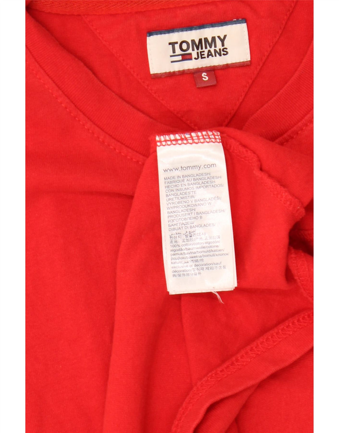 TOMMY HILFIGER Herre T-Shirt Top Lille Rød Bomuld