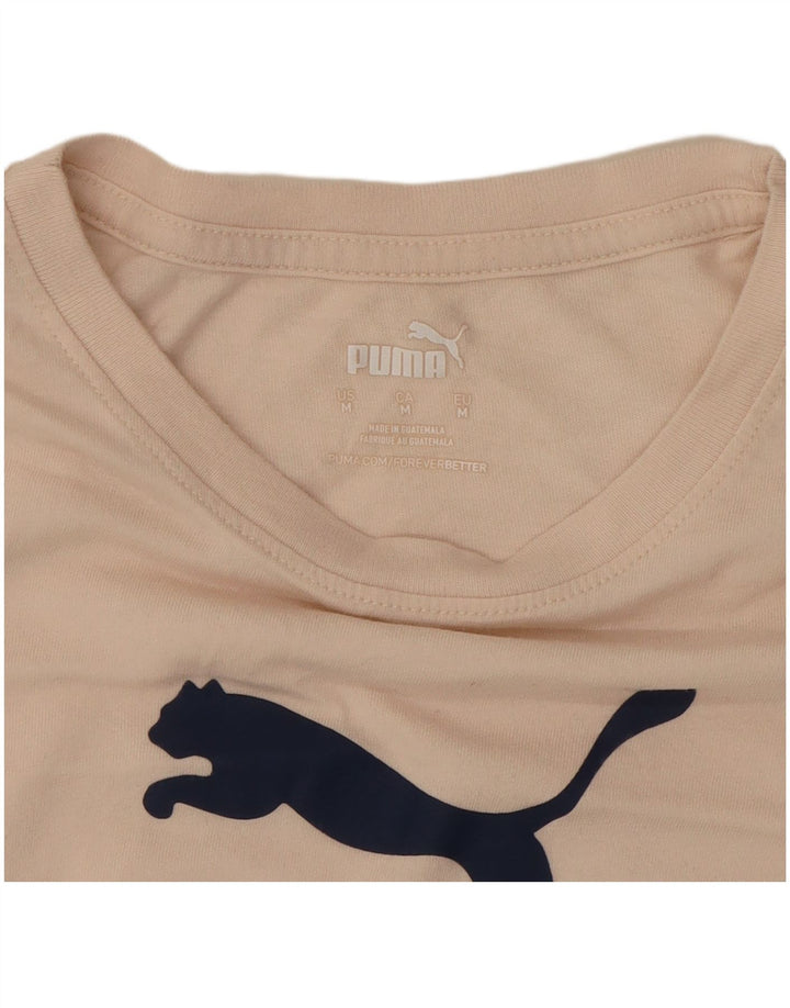 PUMA Womens Graphic T-Shirt Top UK 12 Medium Off White