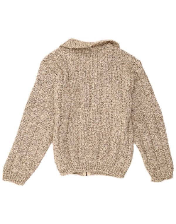Vintage dame cardigan sweater UK 14 Medium Brown Flecked Wool