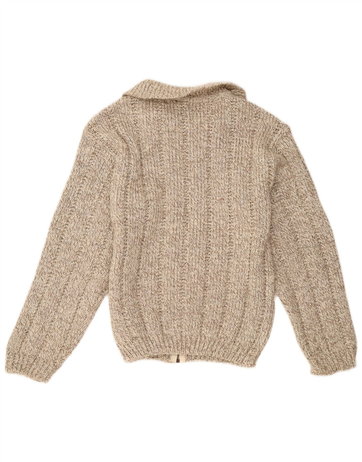 Vintage dame cardigan sweater UK 14 Medium Brown Flecked Wool
