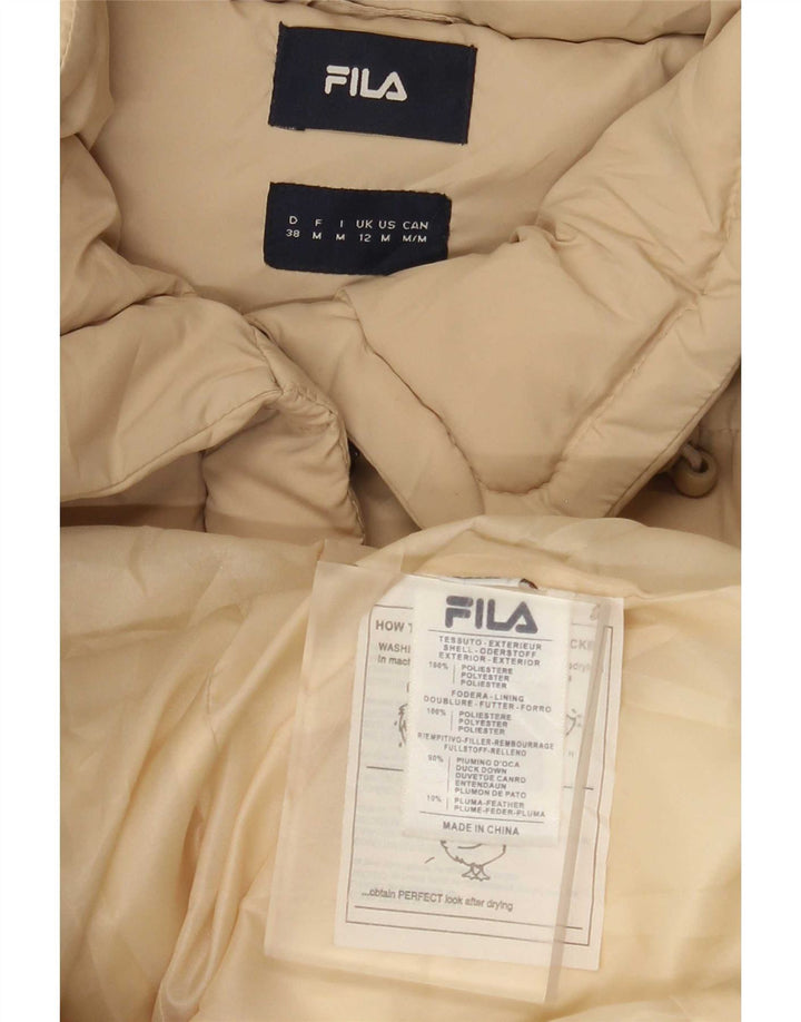 Fila Dame Hætte Polstret Frakke UK 12 Medium Beige Polyester