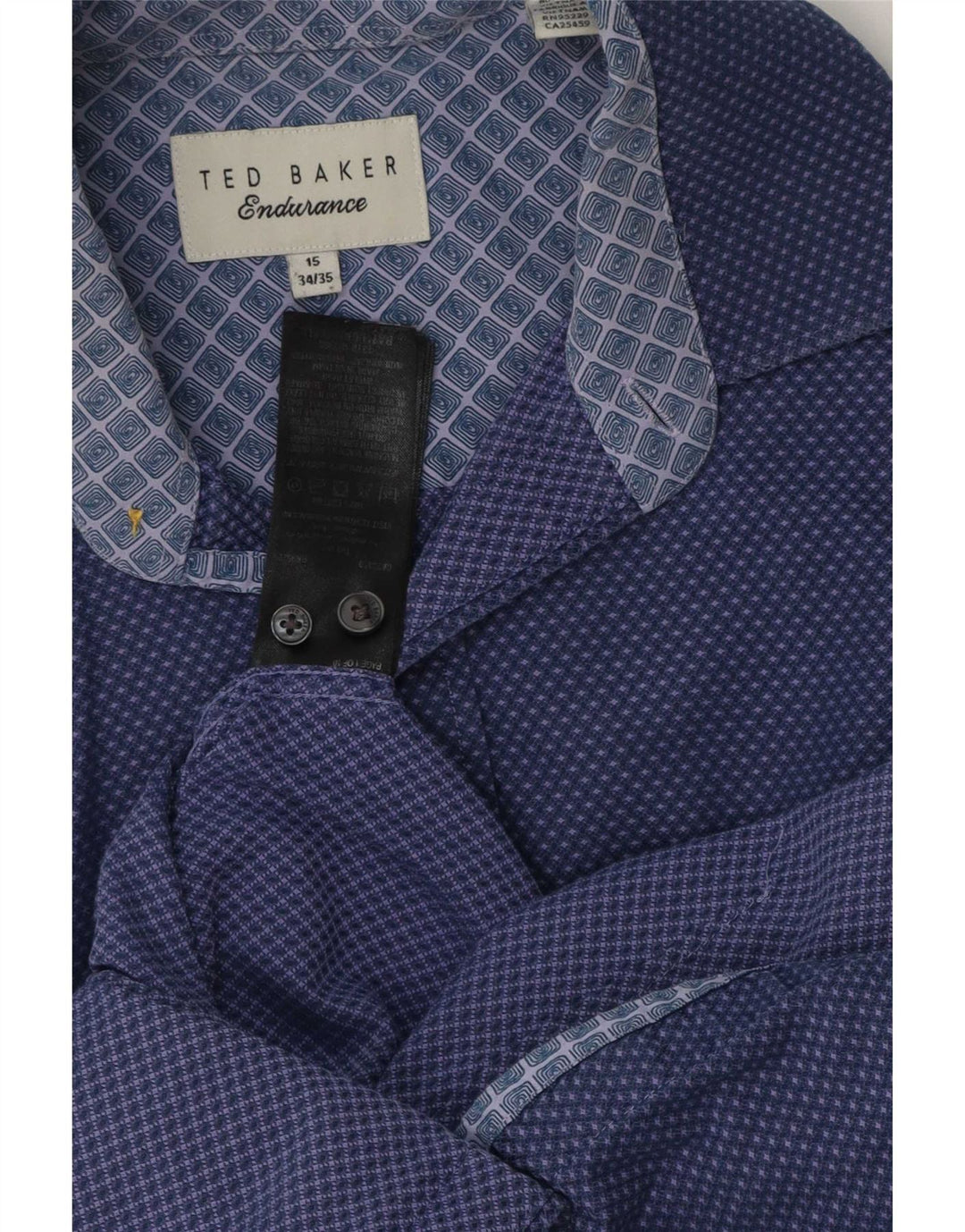 Ted Baker herreskjorte str. 15 Medium marineblå plettet bomuld