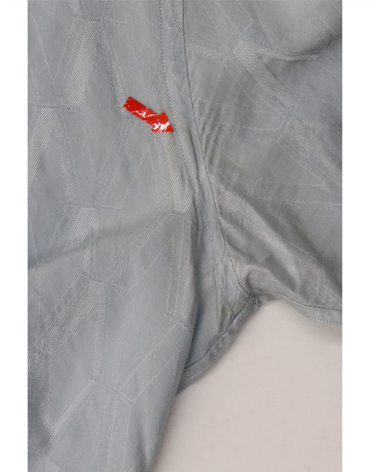 Versace Kortærmet Herreskjorte Størrelse 40 15 3/4 Medium Blå Geometrisk