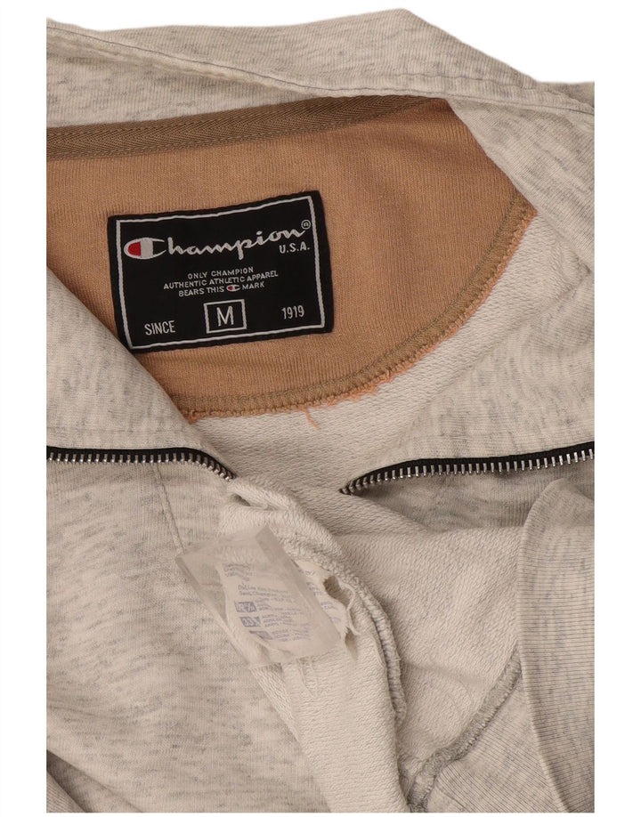Champion Herre Zip Neck Sweatshirt Jumper Medium Grey Flecked Bomuld