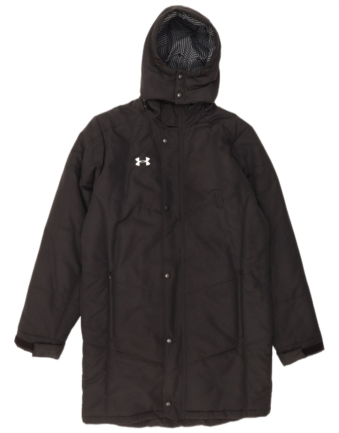 Under Armour Herre Cold Gear Hooded Polstret Coat UK 38 Medium Black Polyester