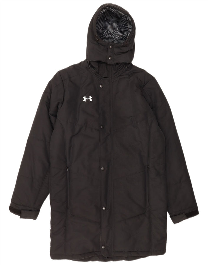 Under Armour Herre Cold Gear Hooded Polstret Coat UK 38 Medium Black Polyester