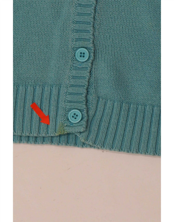 Zara Dame Cardigan Sweater UK 12 Medium Blue Bomuld