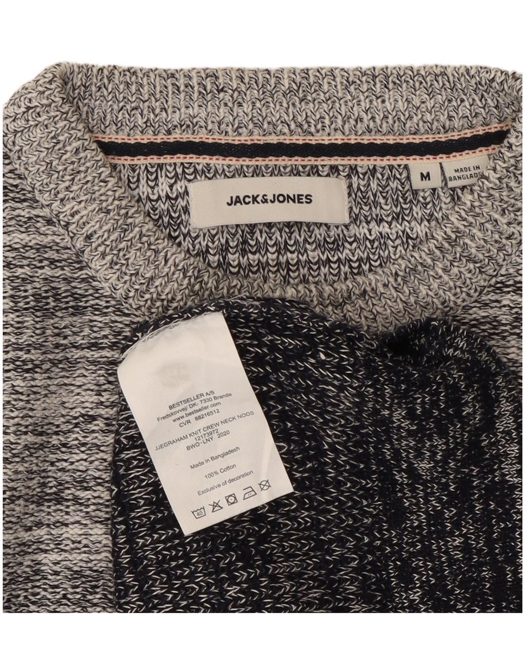 Jack & Jones Herre trøjetrøje med rund hals mellem grå stribet bomuld