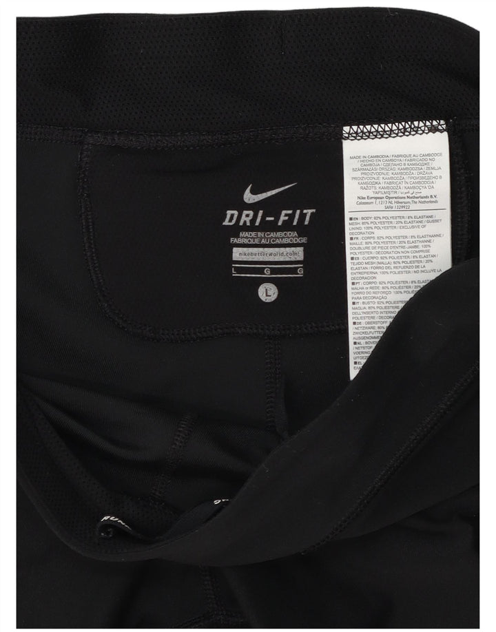 Nike Dame Dri Fit Capri Leggings UK 14 Large Black Polyester