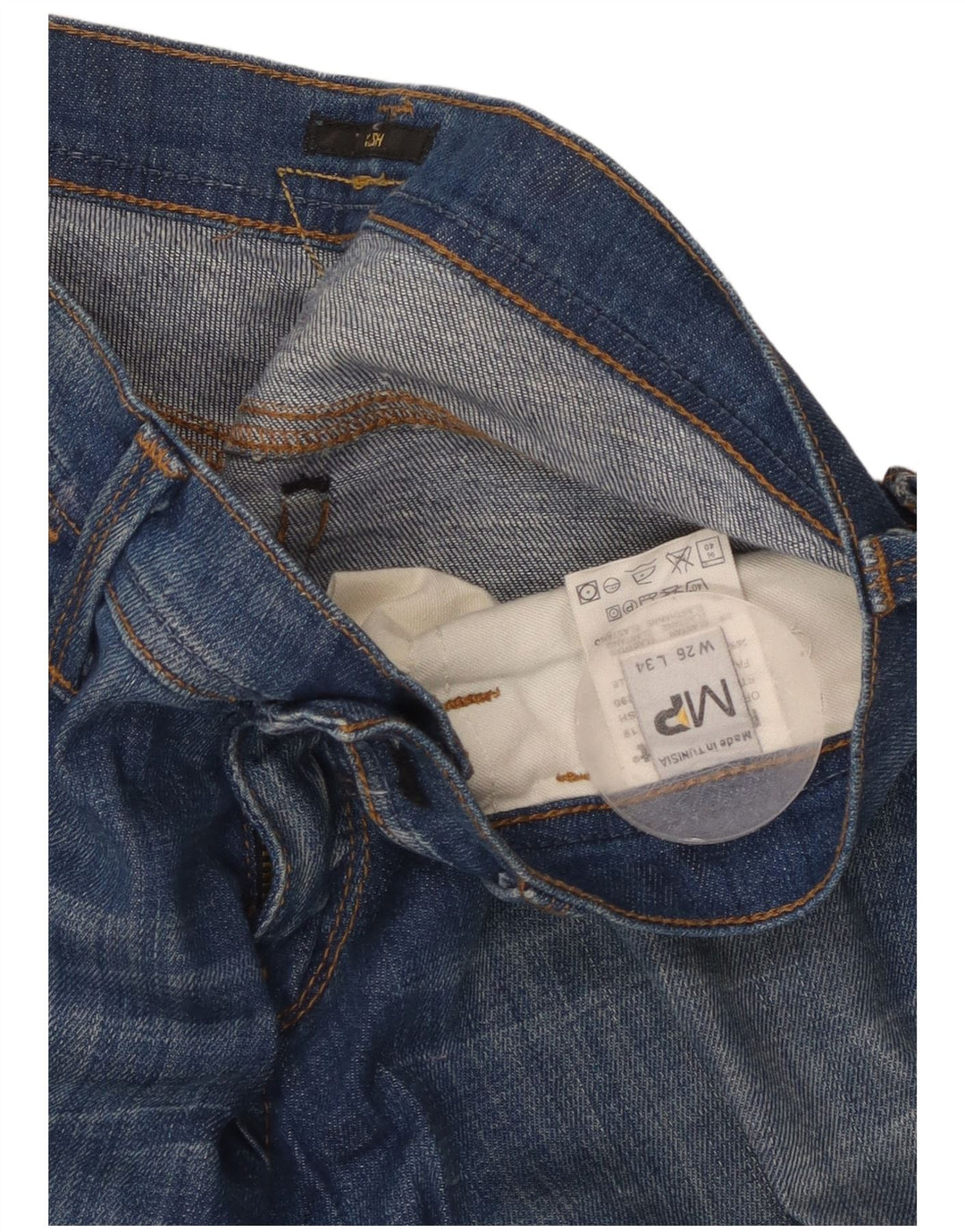 MELTIN' POT Dame Mesh Straight Jeans W26 L34 Blå Bomuld