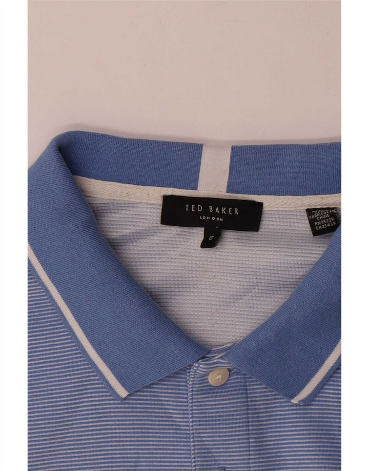 Ted Baker Herre Polo Shirt Størrelse 6 2XL Blå Stribet Polyester