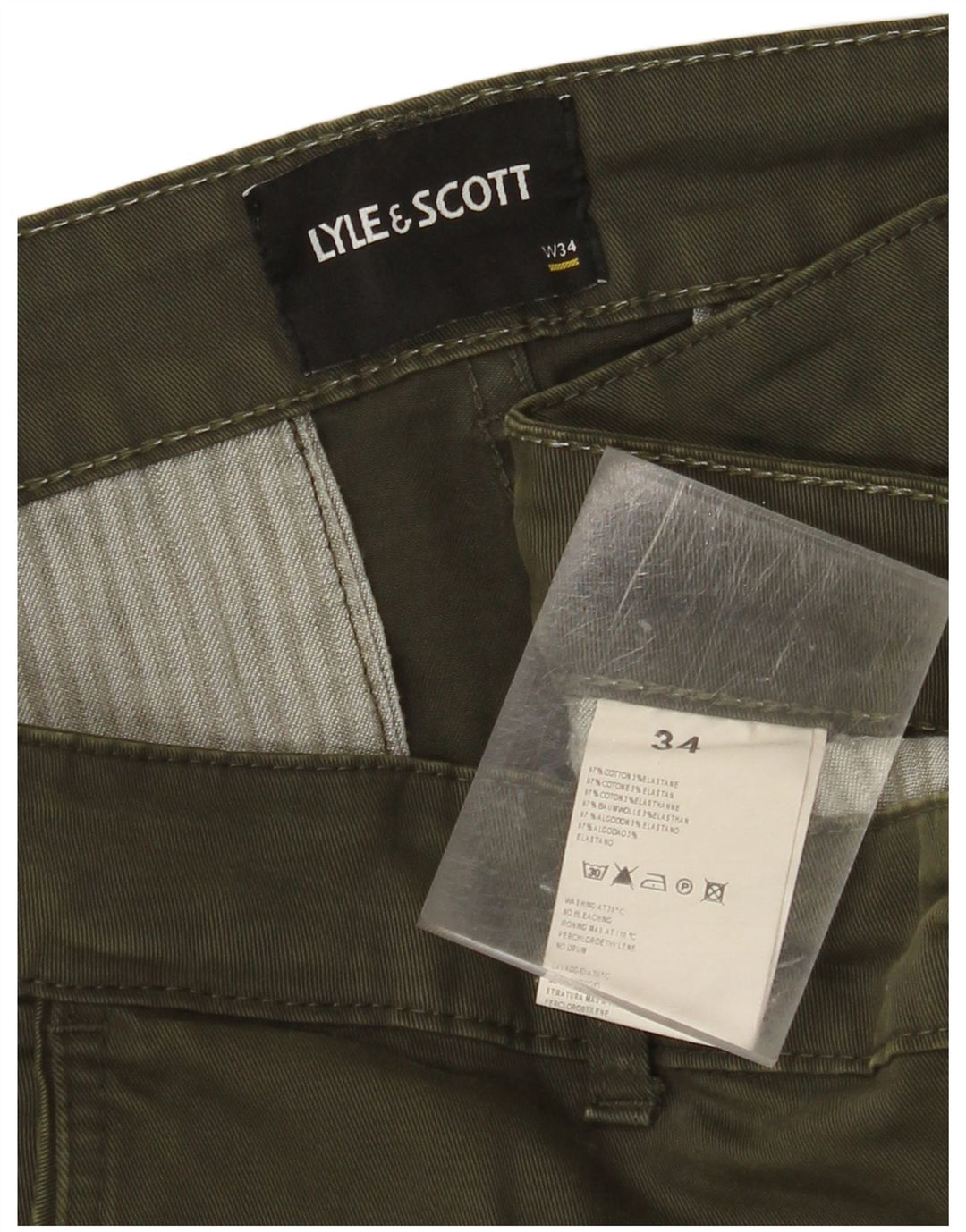 LYLE & SCOTT Slim Cargo Bukser til mænd W34 L34 Khaki Bomuld