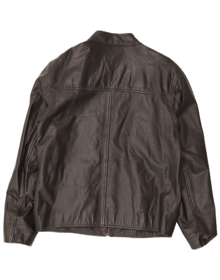 Lee Cooper Herre Læderjakke UK 38 Medium Sort Stribet