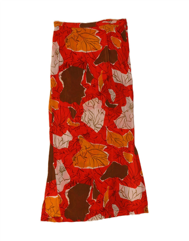 VINTAGE Womens Abstract Pattern Maxi Skirt W30 Medium Red Vintage Vintage and Second-Hand Vintage from Messina Hembry 