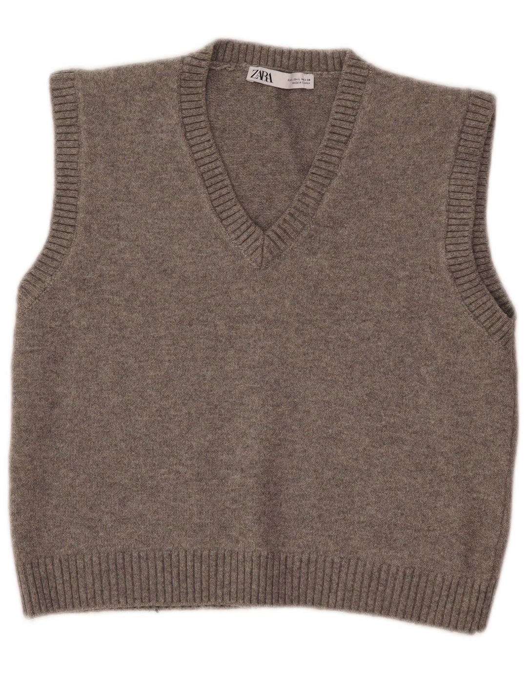 Zara Womens Crop Vest Tank Top UK 14 Large Grå Polyester