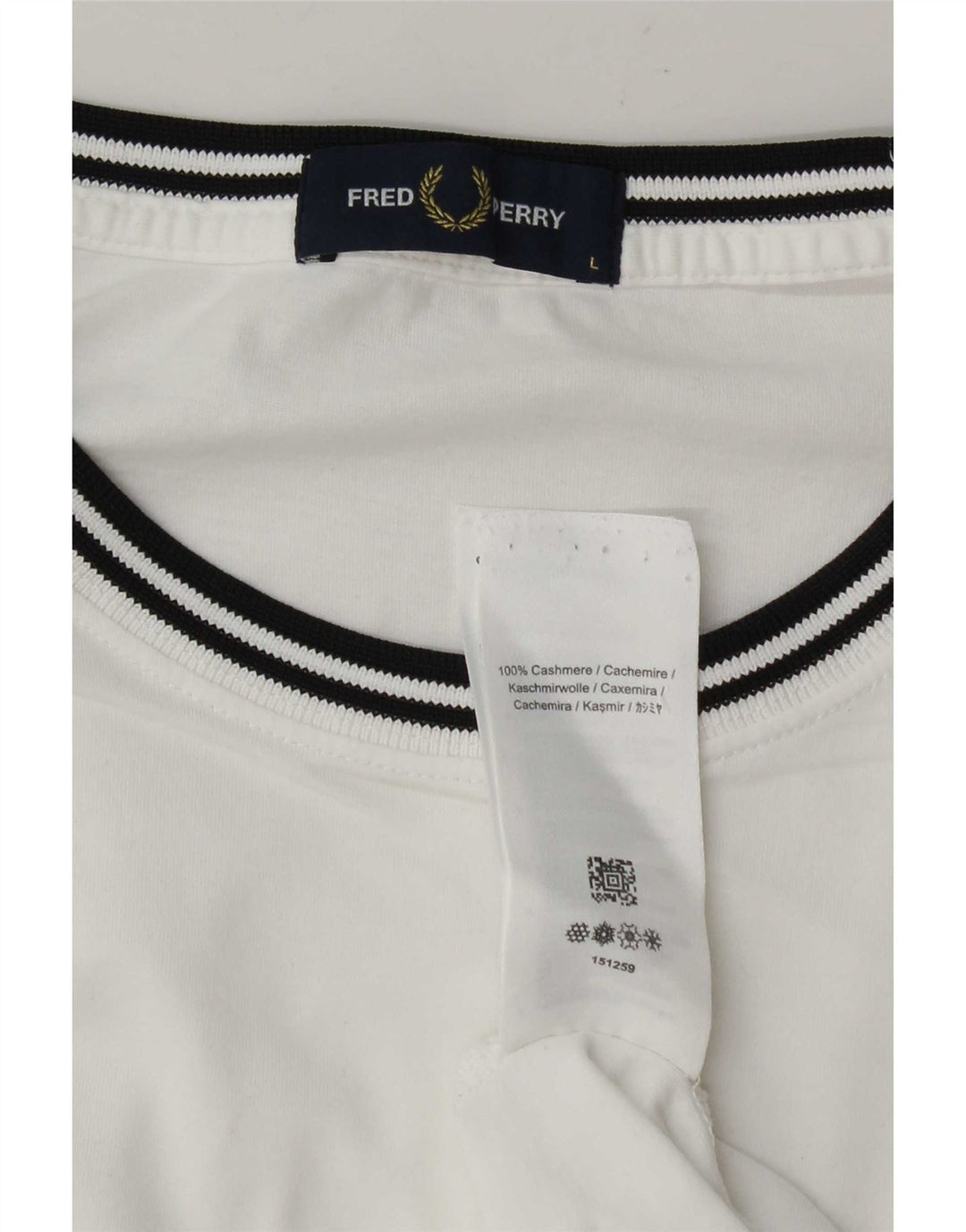 Fred Perry Herre T-Shirt Top Stor Hvidstribet Cashmere