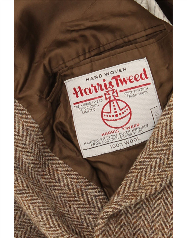 Harris Tweed Herre 2-knaps blazerjakke UK 40 Stor brun sildebensuld
