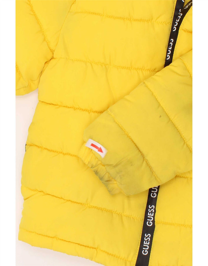 Guess Boys grafisk polstret hættejakke 3-4 år gul polyester
