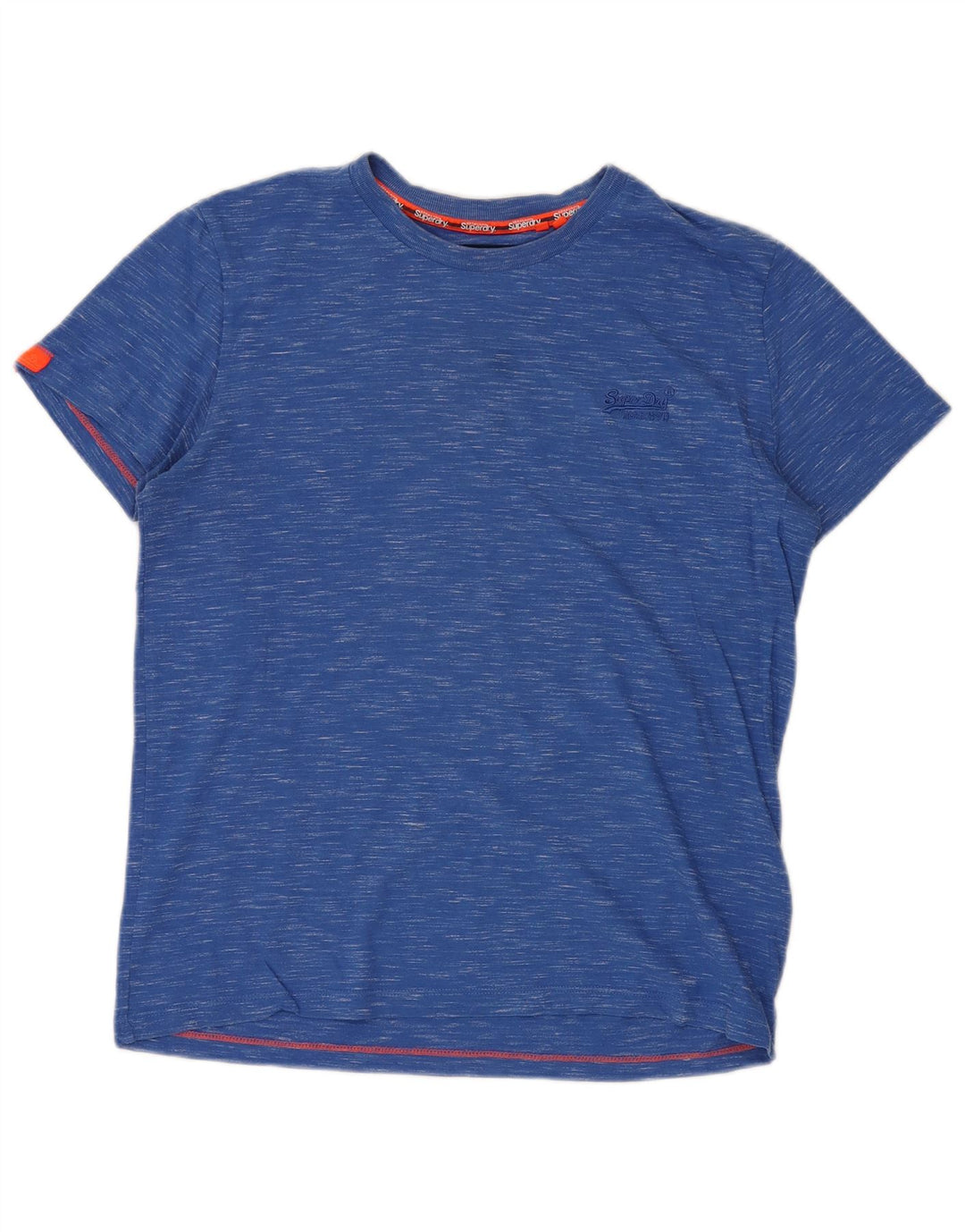 SUPERDRY T-shirt top til mænd, stor blå flækket bomuld