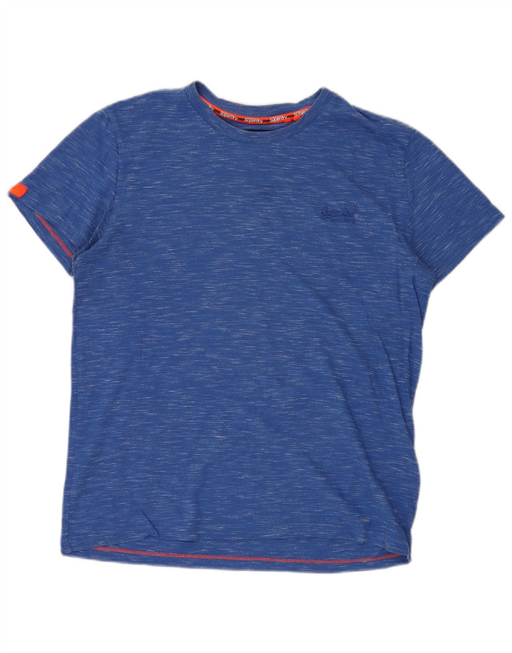 SUPERDRY T-shirt top til mænd, stor blå flækket bomuld