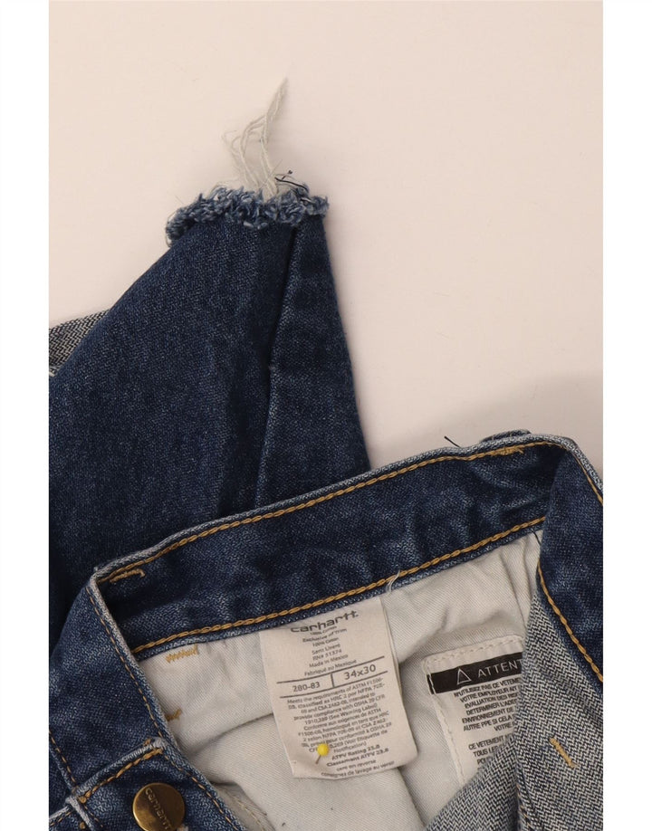 Carhartt Herre Denim Shorts W34 Stor Blå Bomuld