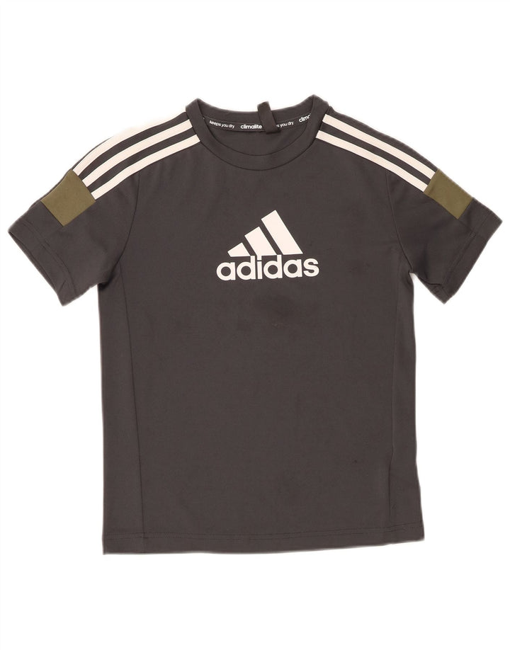 Adidas drenge grafisk t-shirt top 9-10 år grå polyester