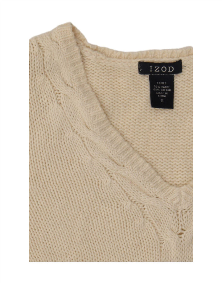 Izod Dame V-hals sweater UK 10 Small Off White Ramie
