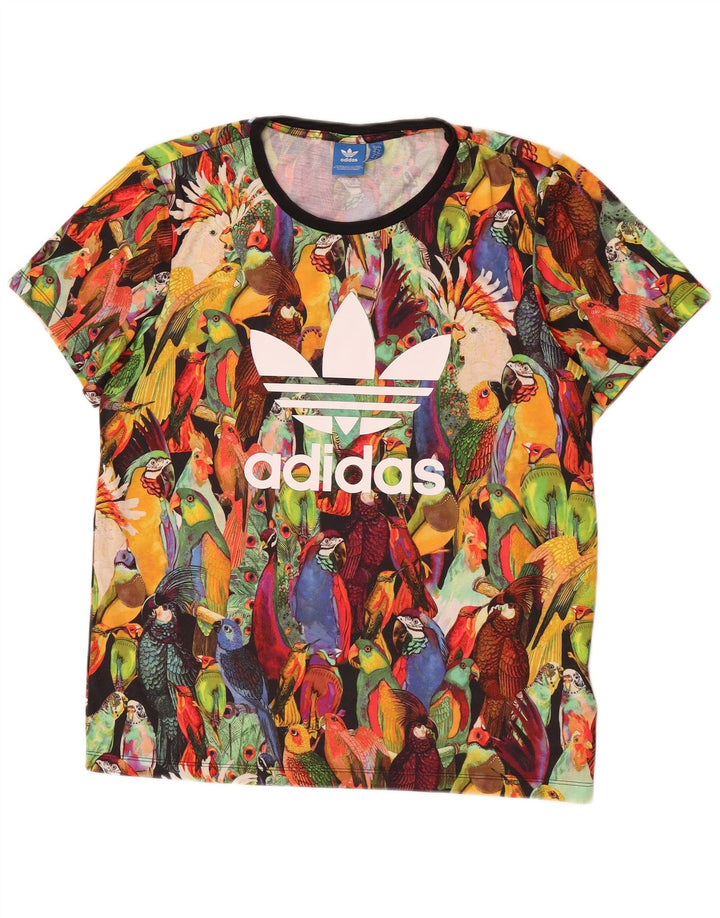 Adidas Dame Grafisk T-Shirt Top UK 12 Medium Flerfarvet Tropical