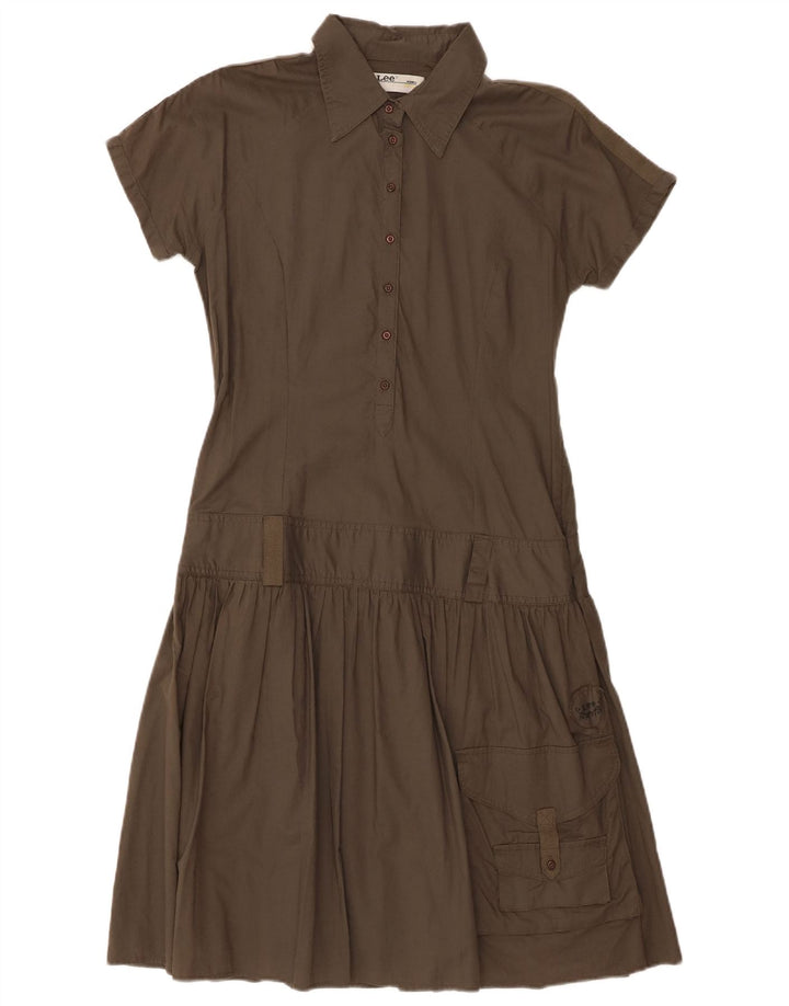 Lee Womens Cargo A-Line Kjole UK 14 Medium Khaki Bomuld