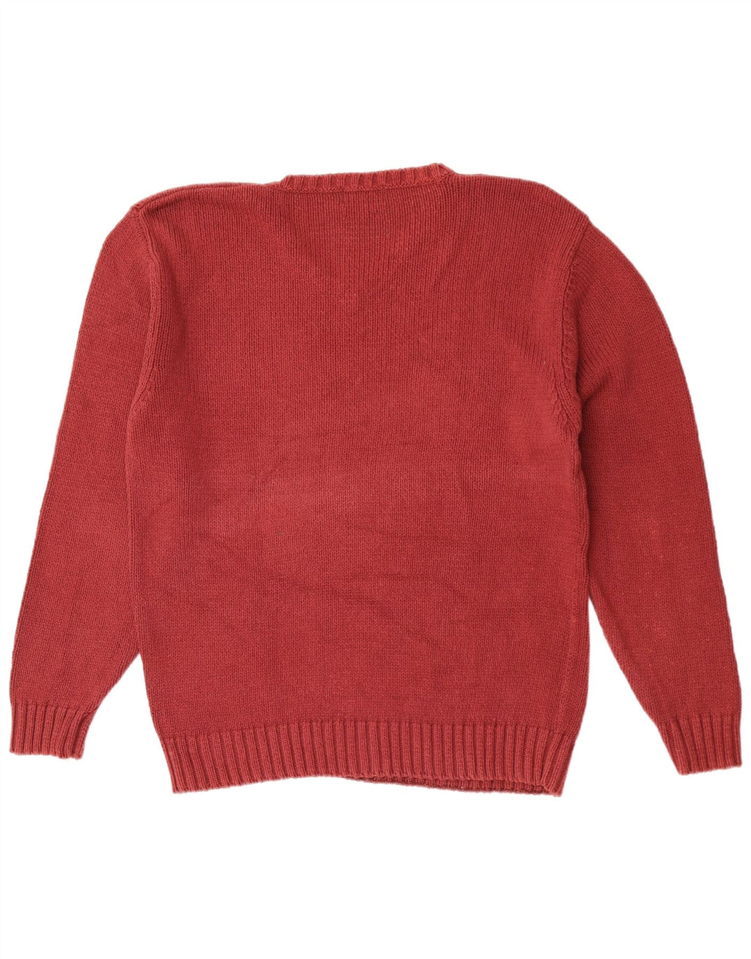 Vintage herre V-hals sweater XL rødbrun bomuld